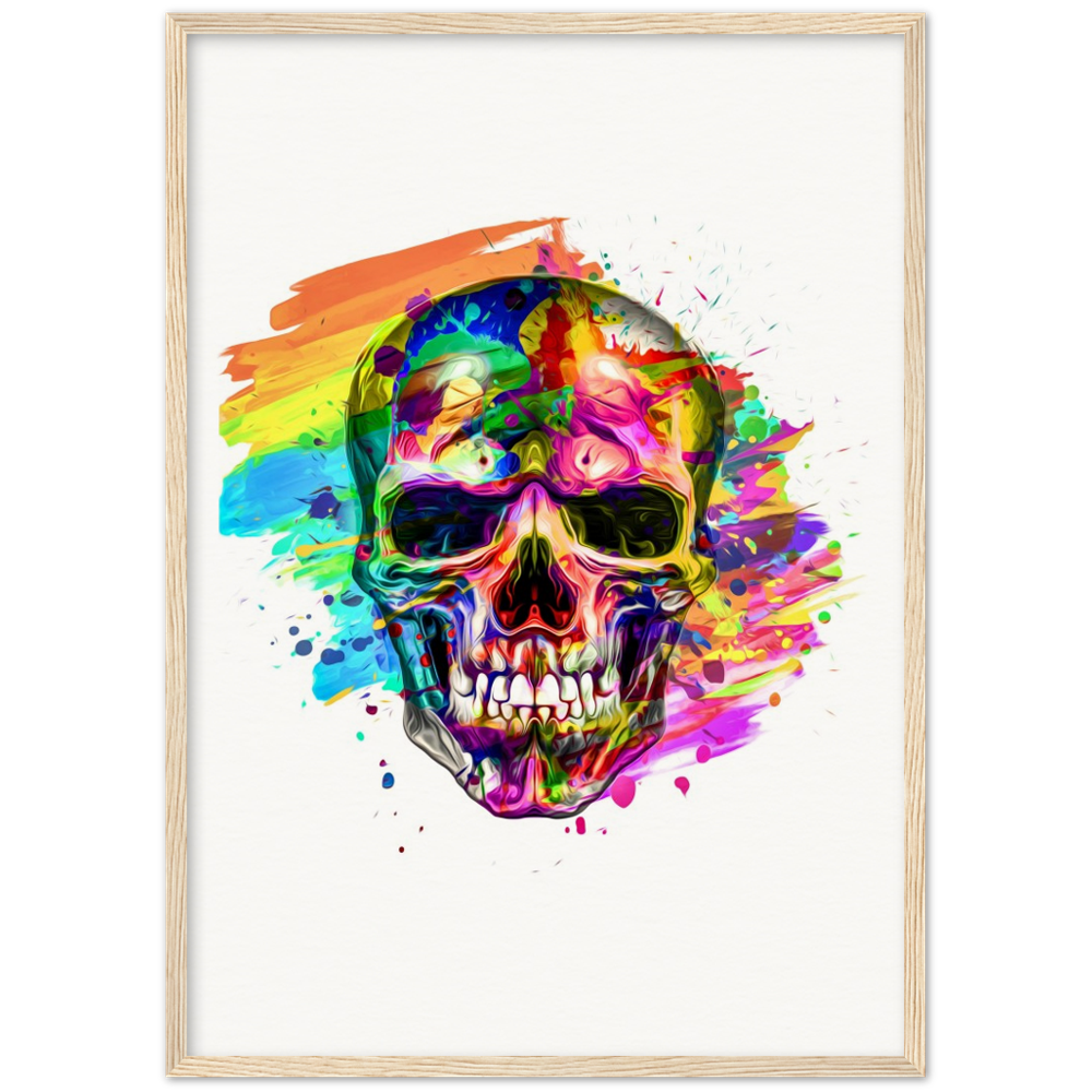 Archival Matte Paper Wooden Framed Abstract Skalle 3