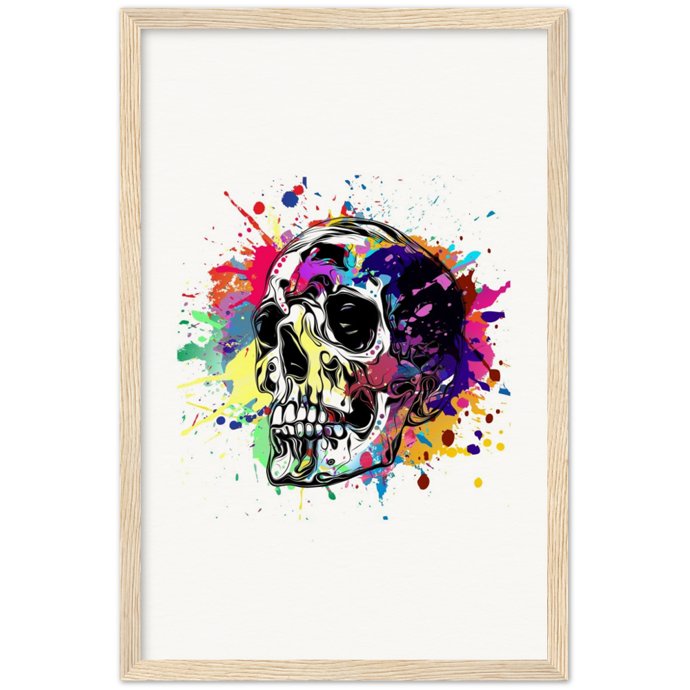 Archival Matte Paper Wooden Framed Abstract Skalle 1