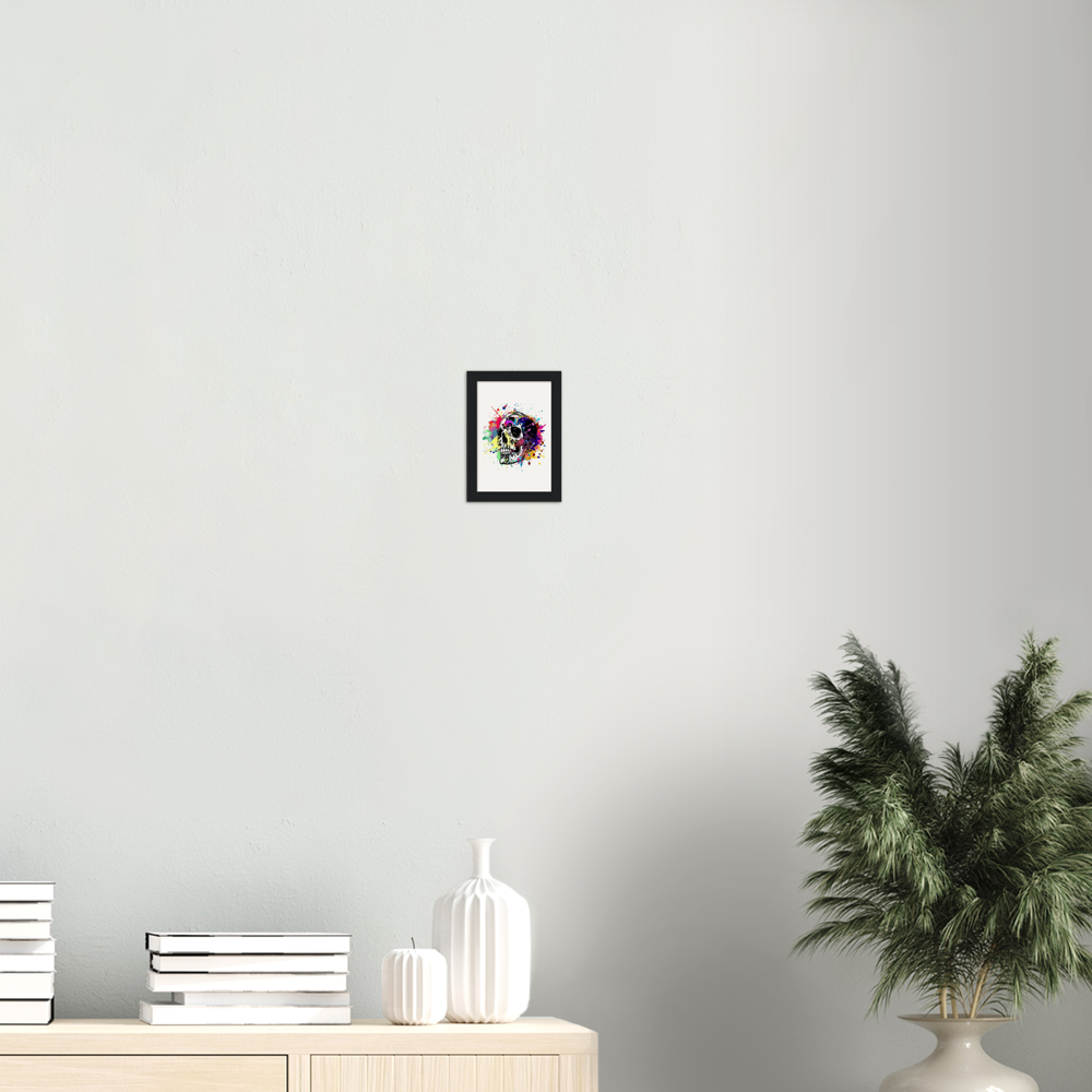 Archival Matte Paper Wooden Framed Abstract Skalle 1