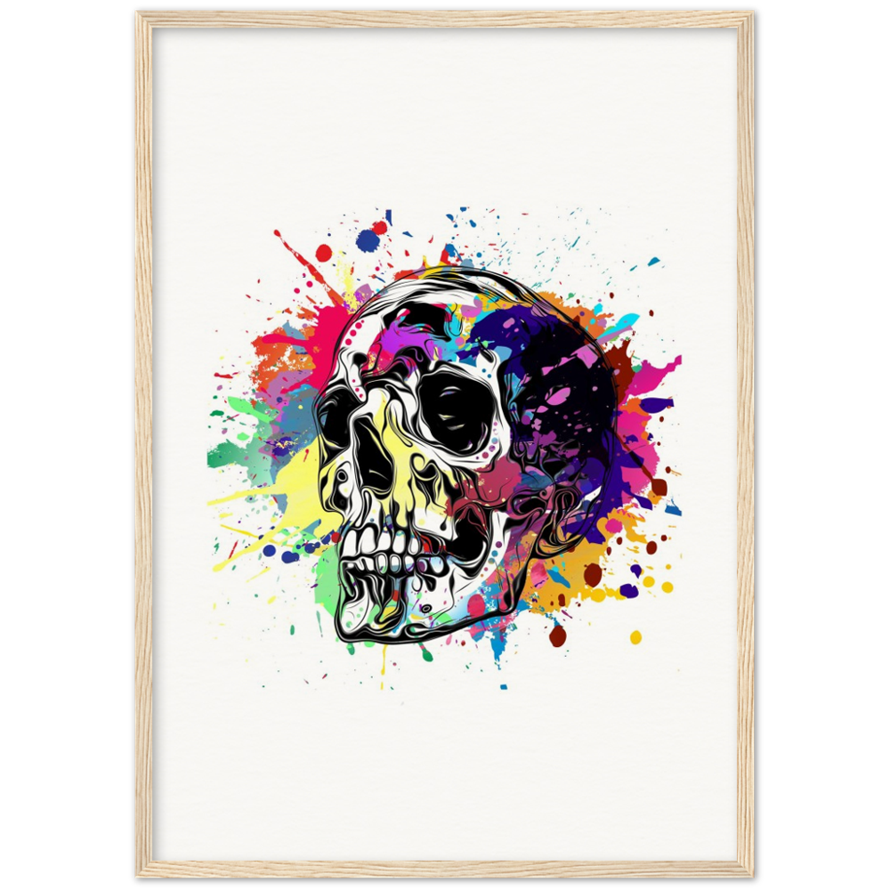 Archival Matte Paper Wooden Framed Abstract Skalle 1