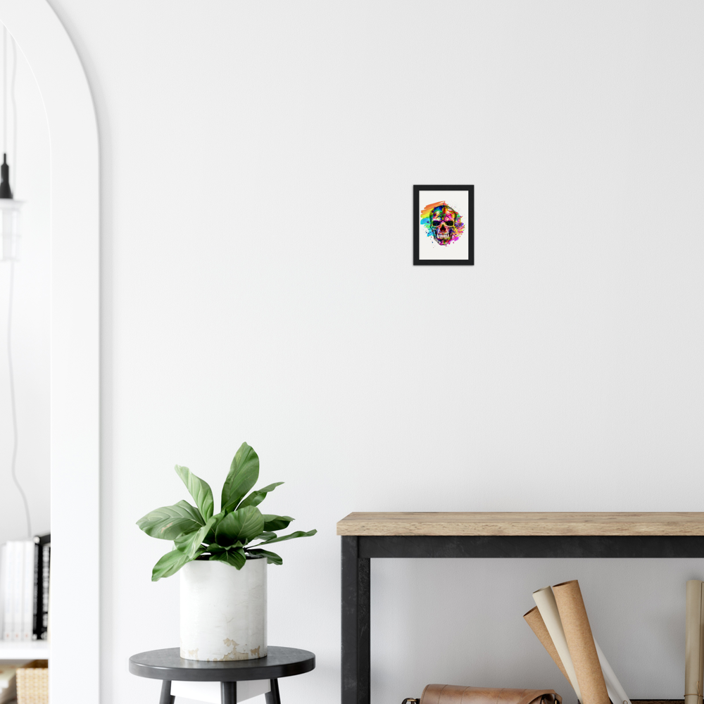 Archival Matte Paper Wooden Framed Abstract Skalle 3