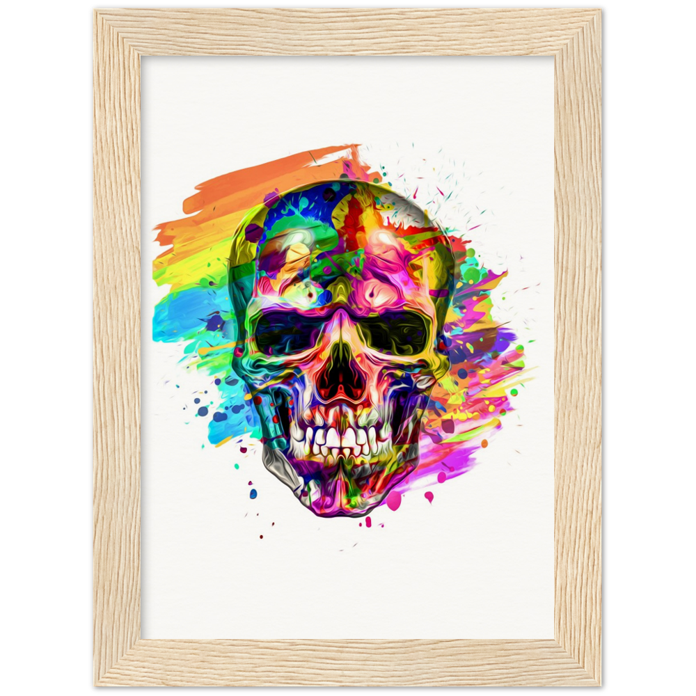 Archival Matte Paper Wooden Framed Abstract Skalle 3