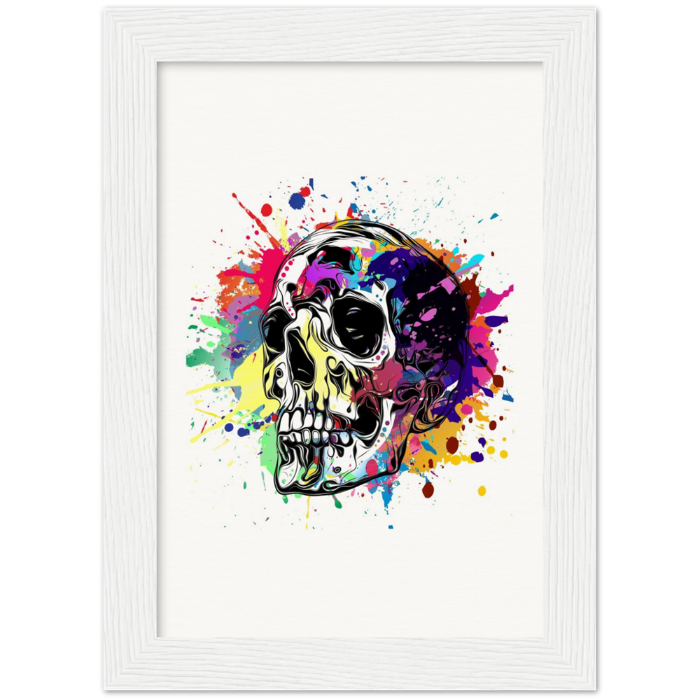 Archival Matte Paper Wooden Framed Abstract Skalle 1