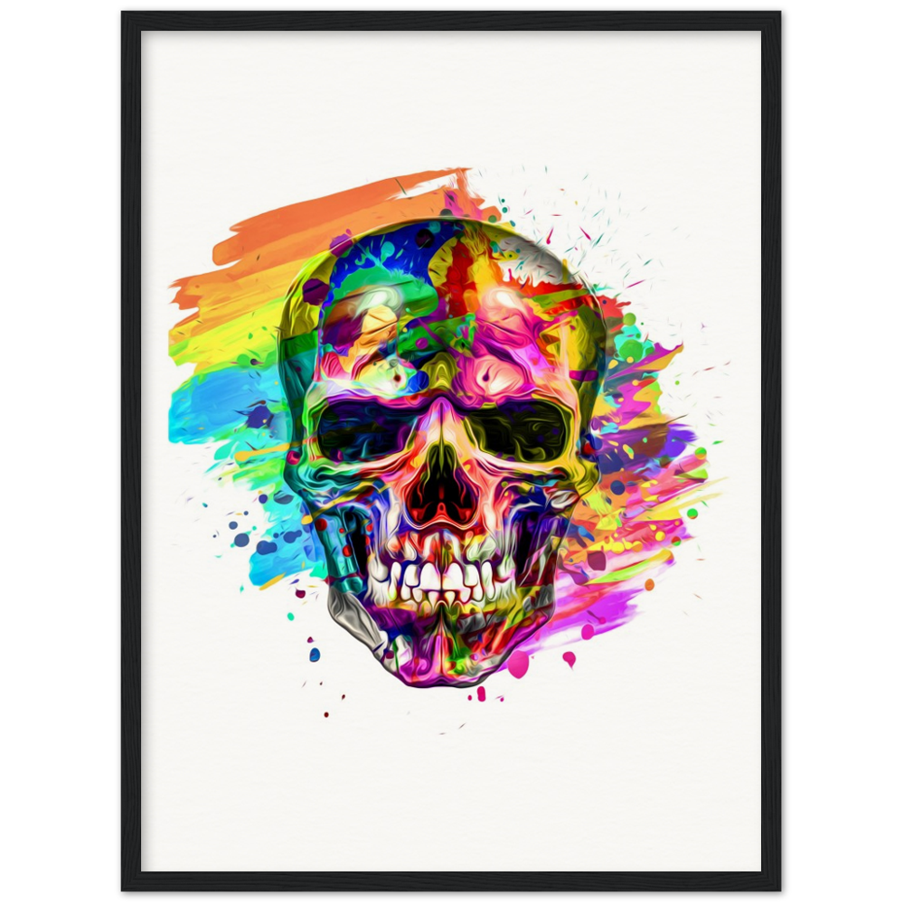 Archival Matte Paper Wooden Framed Abstract Skalle 3