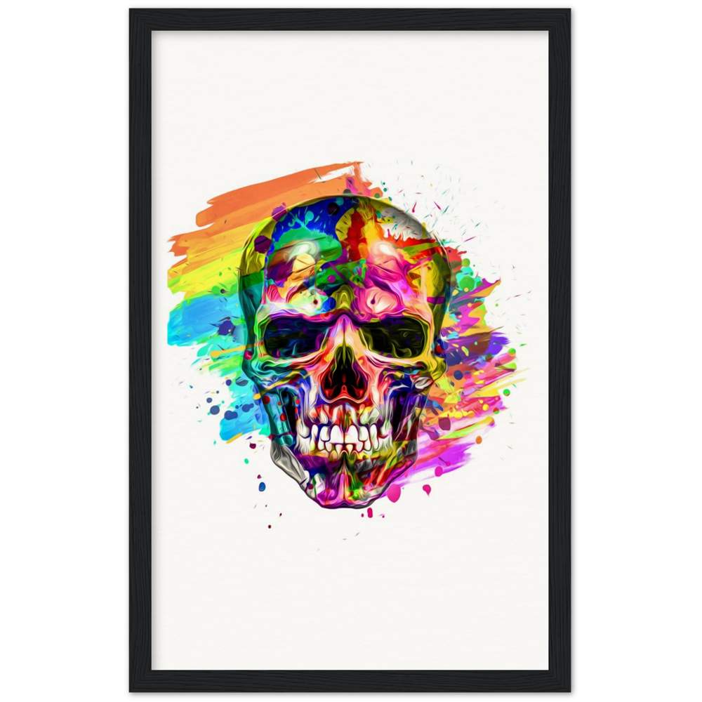 Archival Matte Paper Wooden Framed Abstract Skalle 3