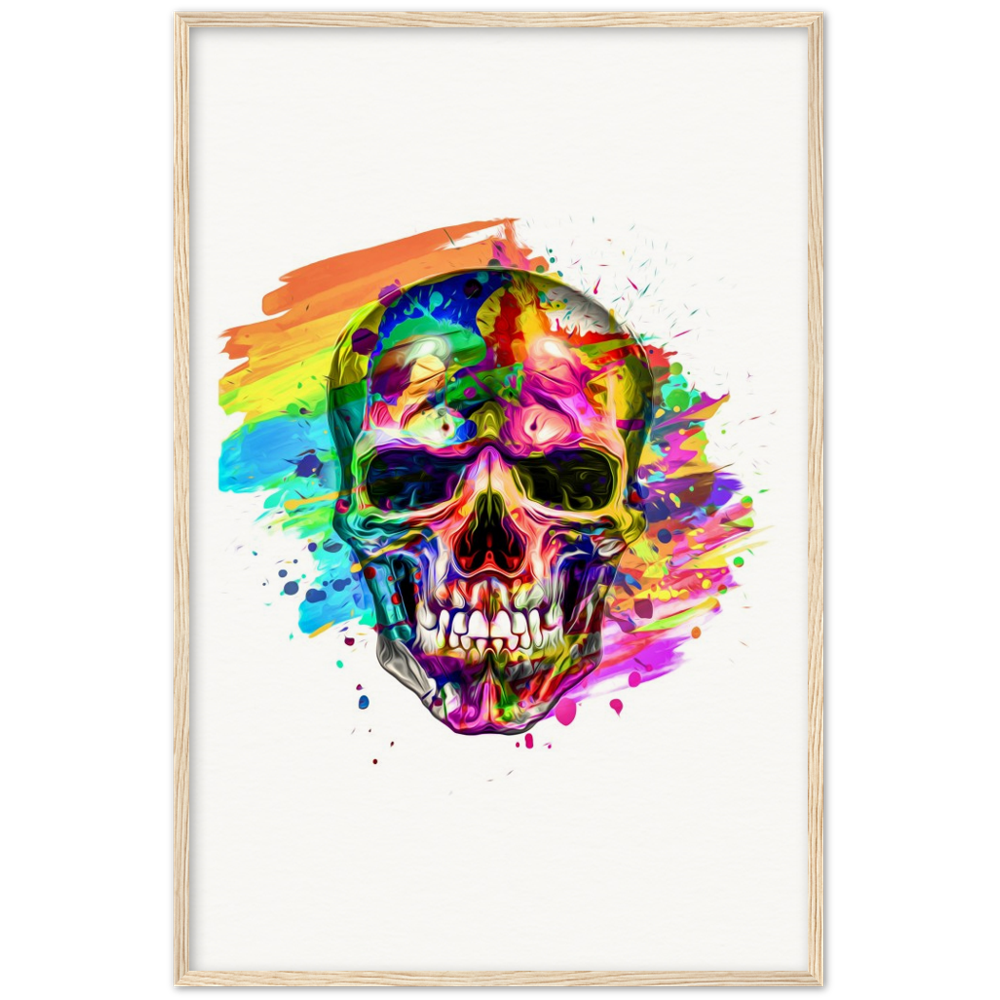 Archival Matte Paper Wooden Framed Abstract Skalle 3