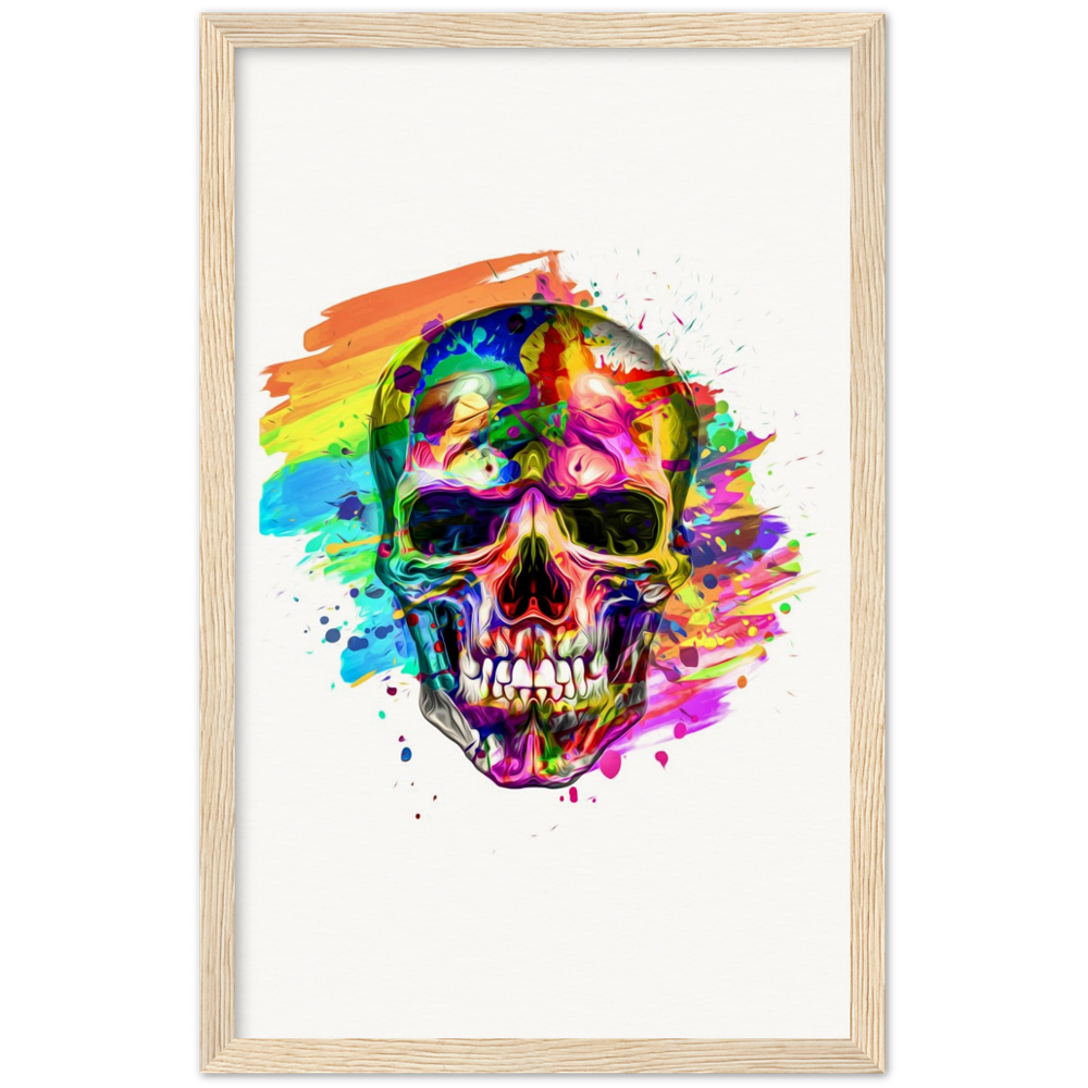 Archival Matte Paper Wooden Framed Abstract Skalle 3