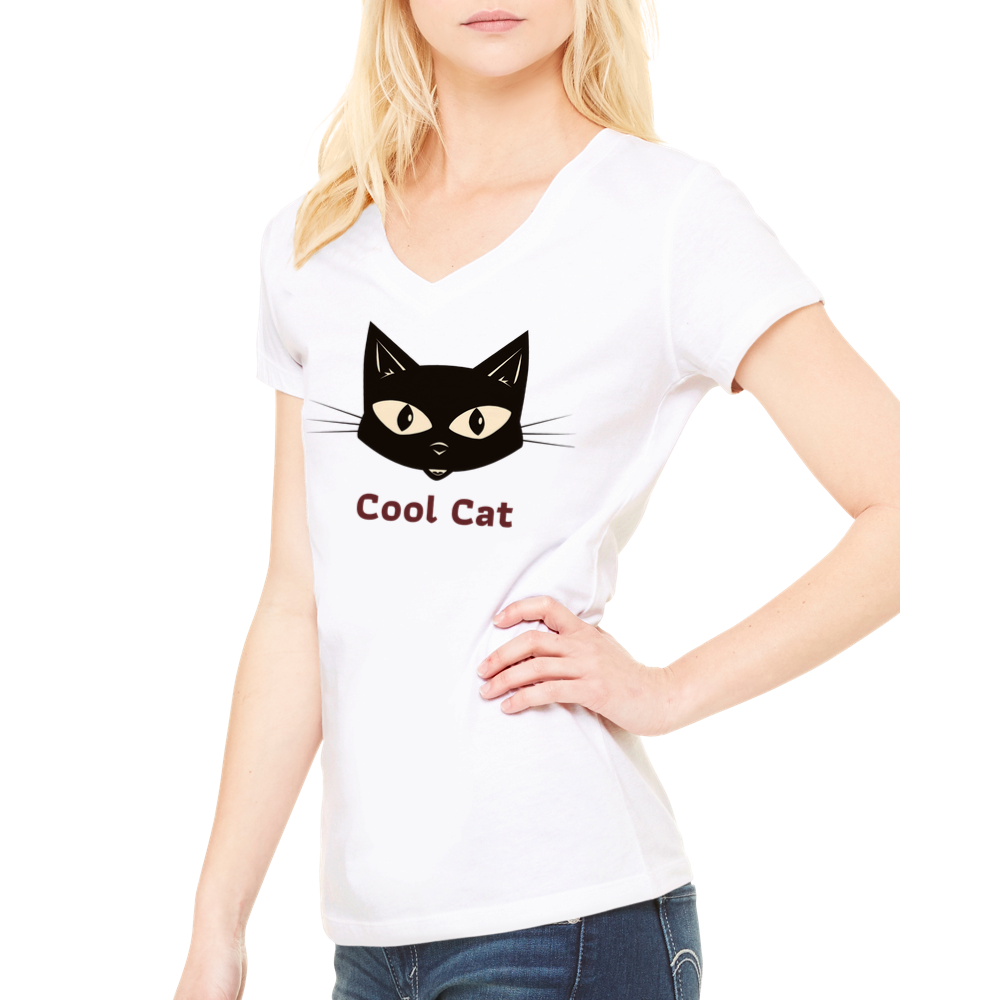 Premium V-Neck Cool Cat T-shirt