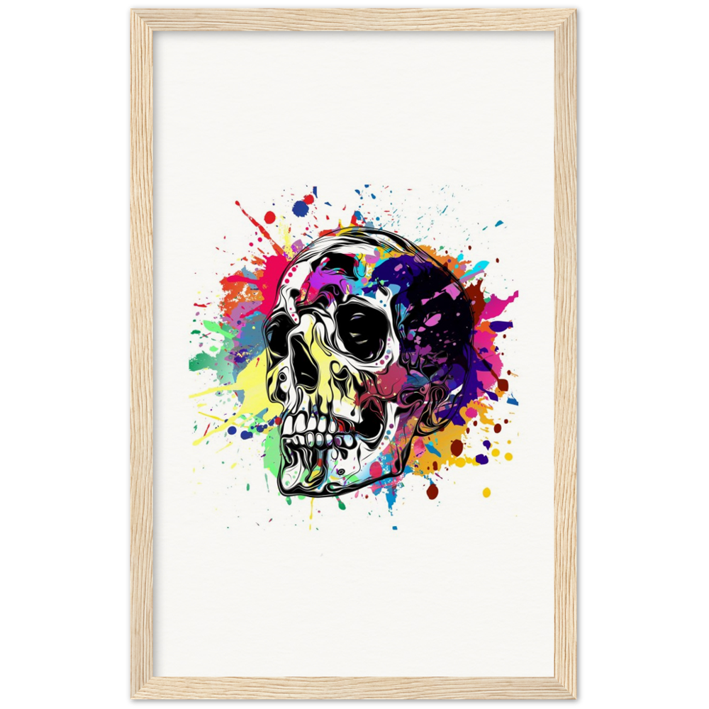 Archival Matte Paper Wooden Framed Abstract Skalle 1