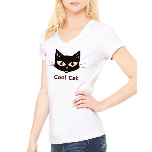 Premium V-Neck Cool Cat T-shirt