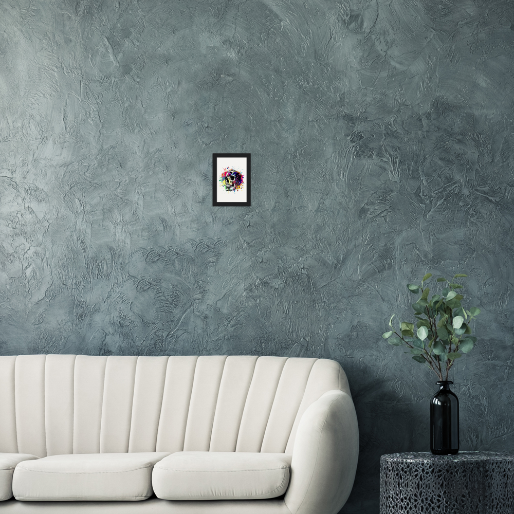 Archival Matte Paper Wooden Framed Abstract Skalle 1