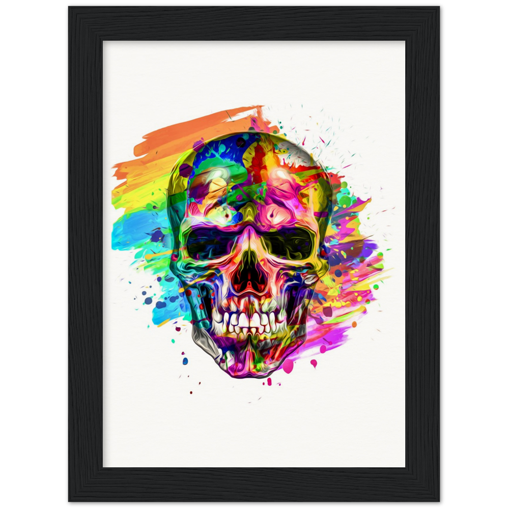 Archival Matte Paper Wooden Framed Abstract Skalle 3