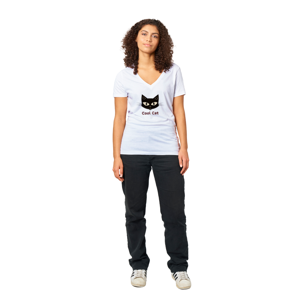 Premium V-Neck Cool Cat T-shirt