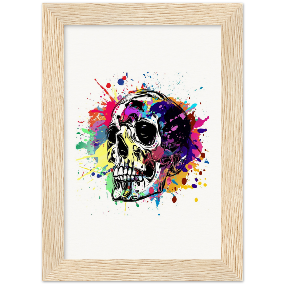 Archival Matte Paper Wooden Framed Abstract Skalle 1