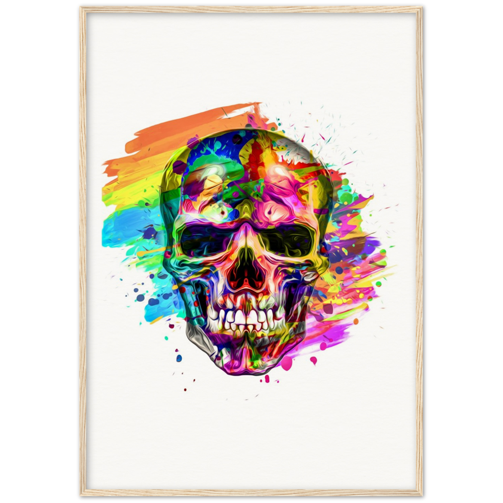 Archival Matte Paper Wooden Framed Abstract Skalle 3