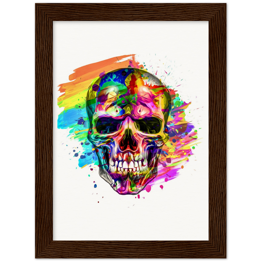 Archival Matte Paper Wooden Framed Abstract Skalle 3