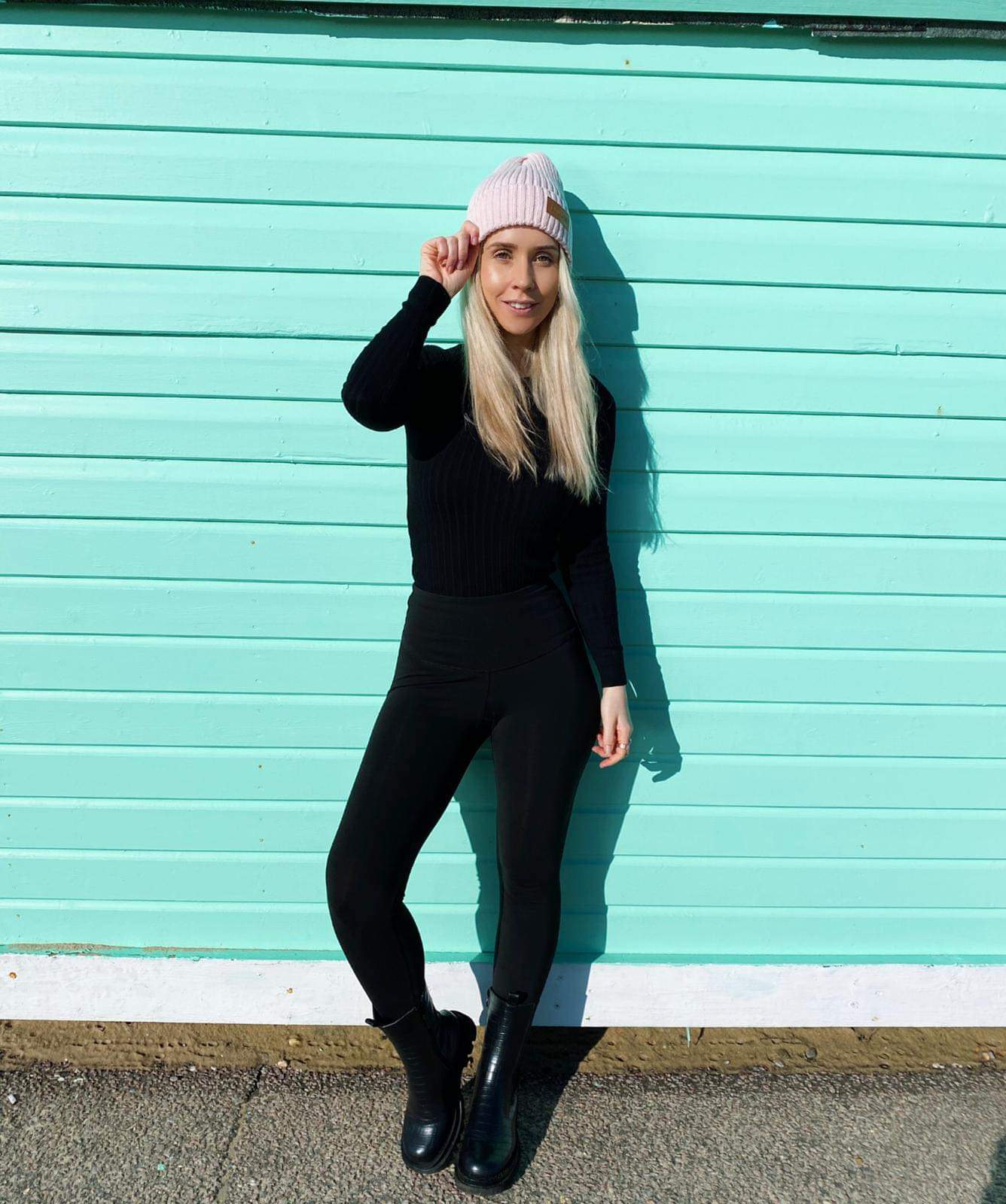 Pink Beanie Hat PU Logo Teddie London™