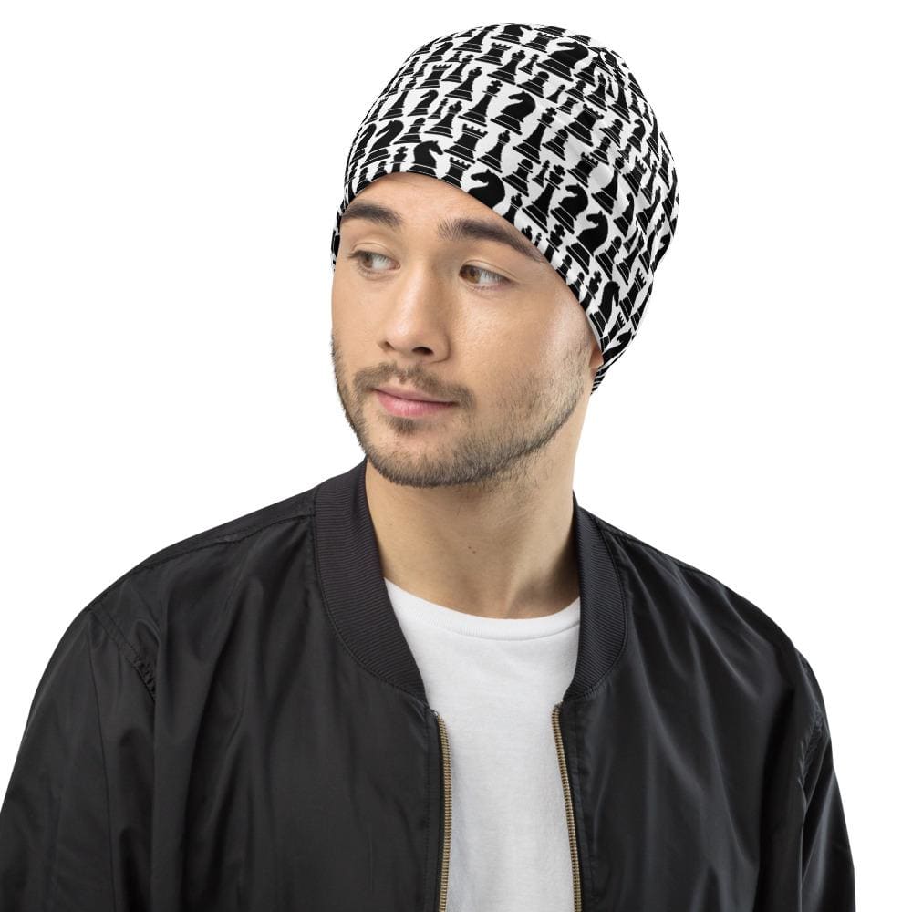 Uniquely You Beanie Hat - Black/White Chess Graphic - Unisex