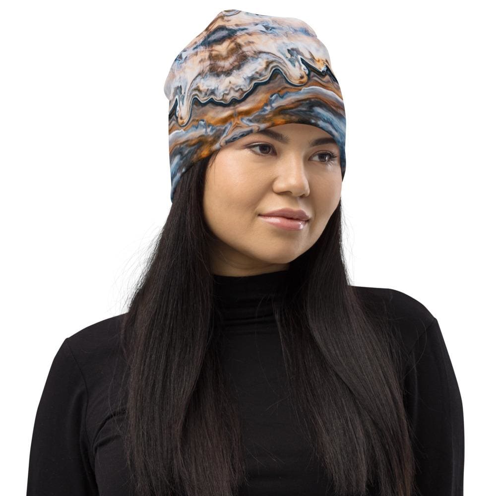 Uniquely You Beanie Hat - Blue Swirl Style Slouchy Beanie - Unisex