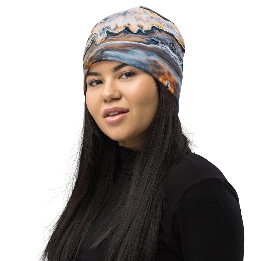 Uniquely You Beanie Hat - Blue Swirl Style Slouchy Beanie - Unisex