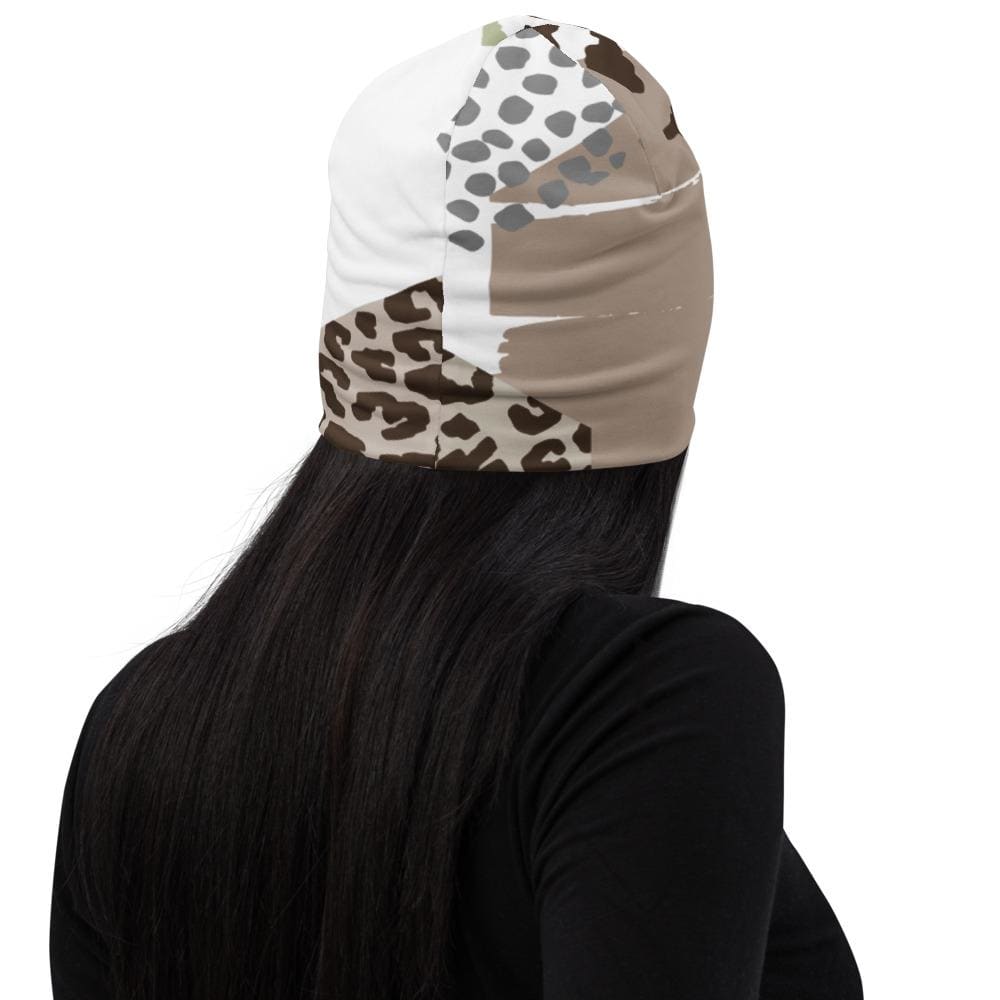 Uniquely You Women's Beanie Hat - Brown Taupe Print