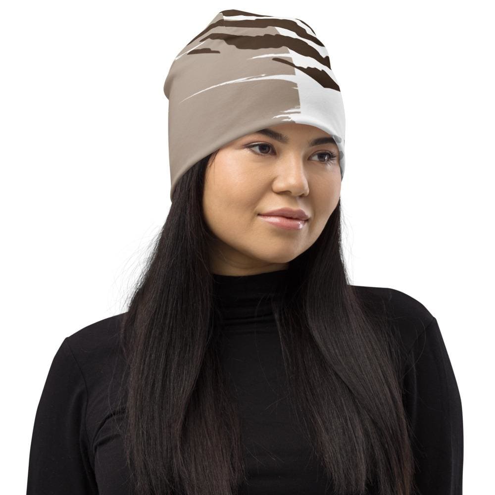 Uniquely You Women's Beanie Hat - Brown Taupe Print